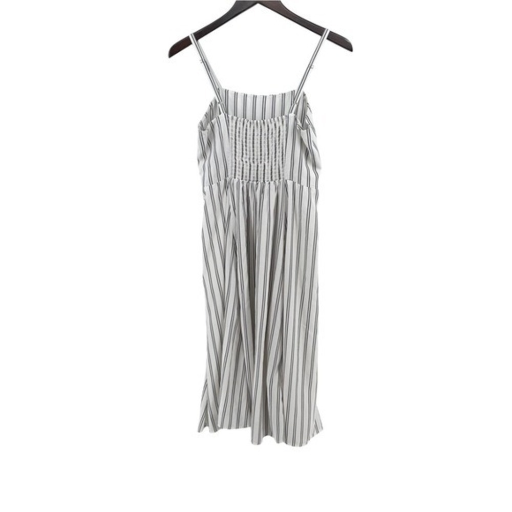 GAP Womens XS Black White Striped Fit Flare Cami Midi Dress Smocked Back SU19 - Picture 5 of 7
